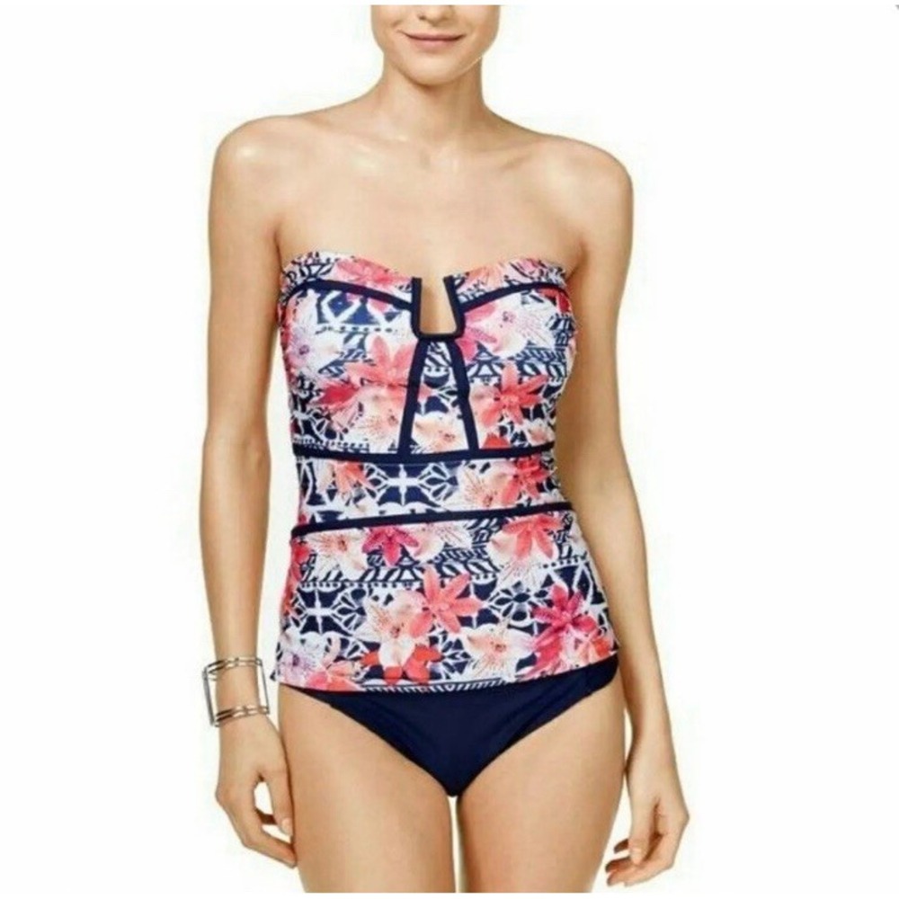 Island Escape Convertible Antigua La Flor Strapless Tankini Swim Top Size 6‎ NWT